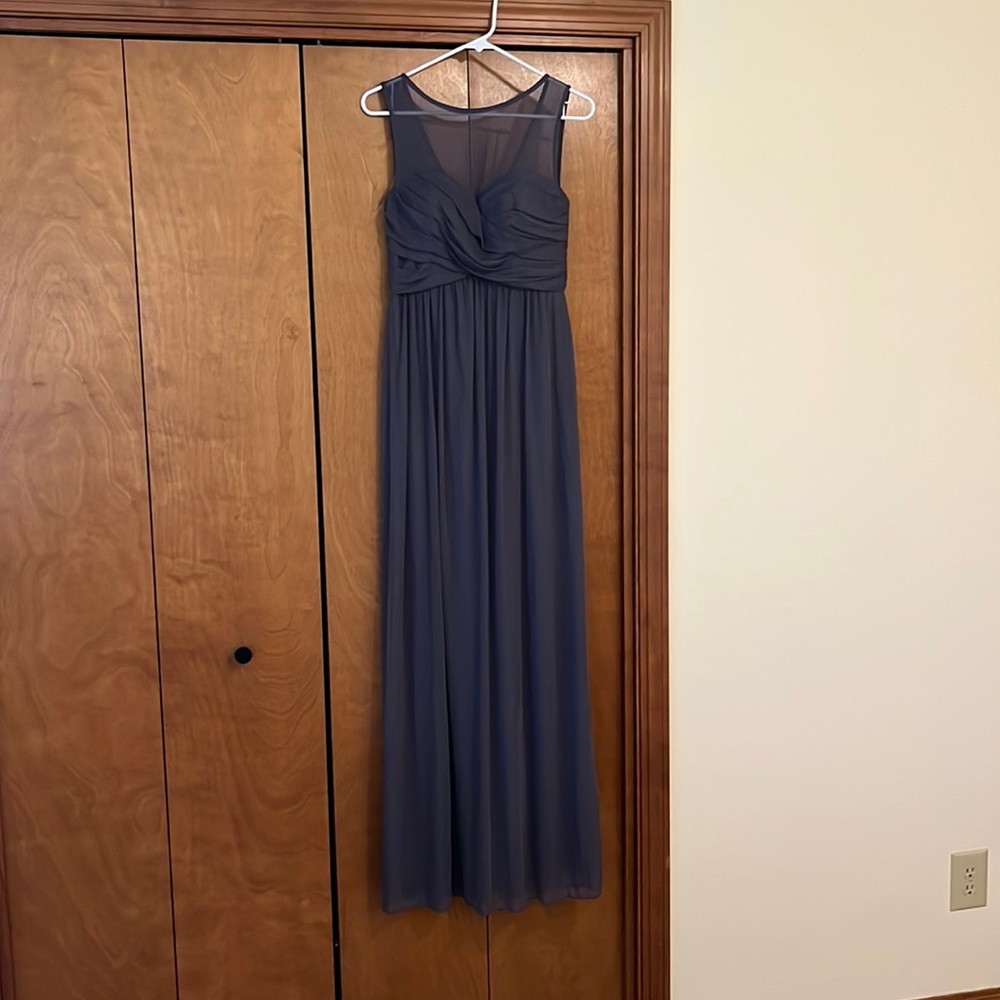 Gray long formal dress from David’s Bridal. Size 6